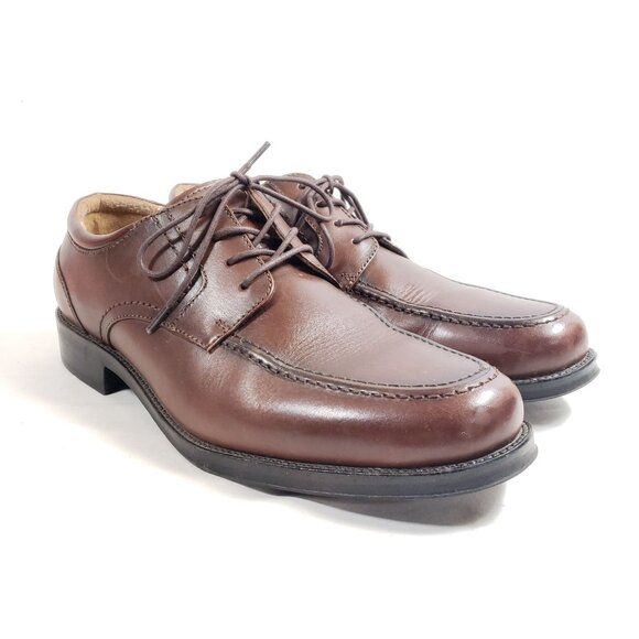 Chaps Mens Size 10 Wide Brown Genuine Leather Oxfords - Picture 1 of 9